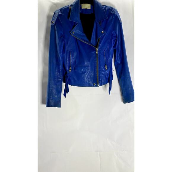 IRO Jackets & Blazers - IRO PARIS Women's Dark Blue Ashville Moto Zip-Up Lamb Leather Jacket SZ 1(XXS)